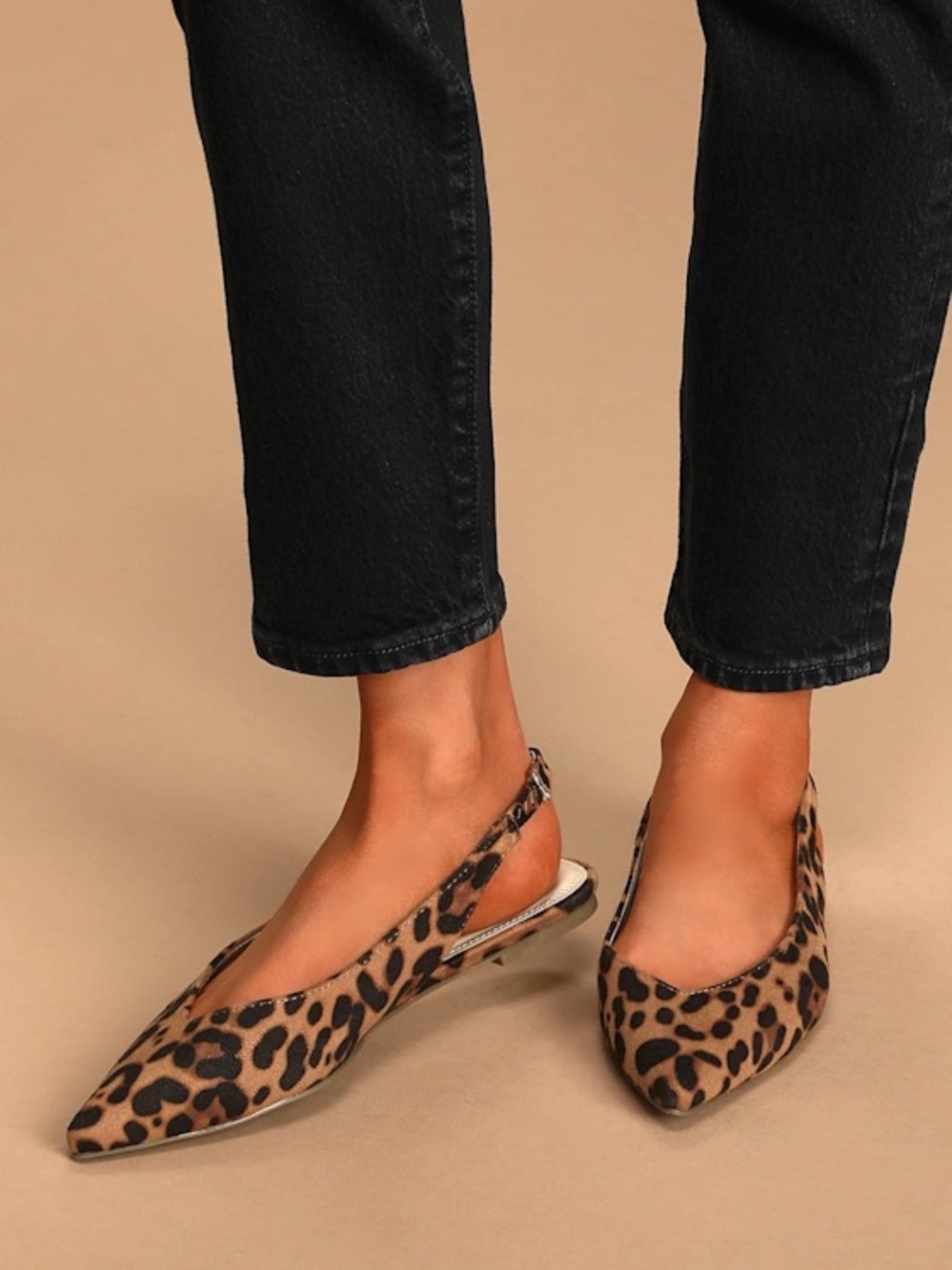 Lulu's Leopard Print Pointed Slingback Flats - Brown & Black
